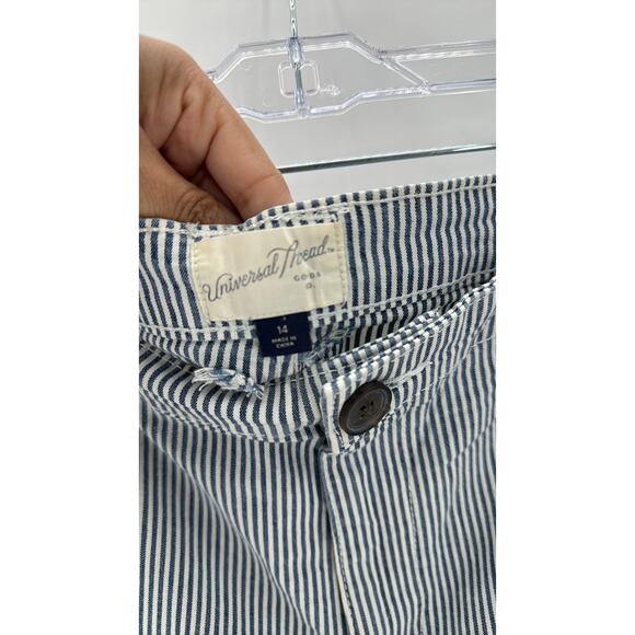 Universal Threads blue railroad striped high waisted wide leg carpenter pant - Picture 6 of 9